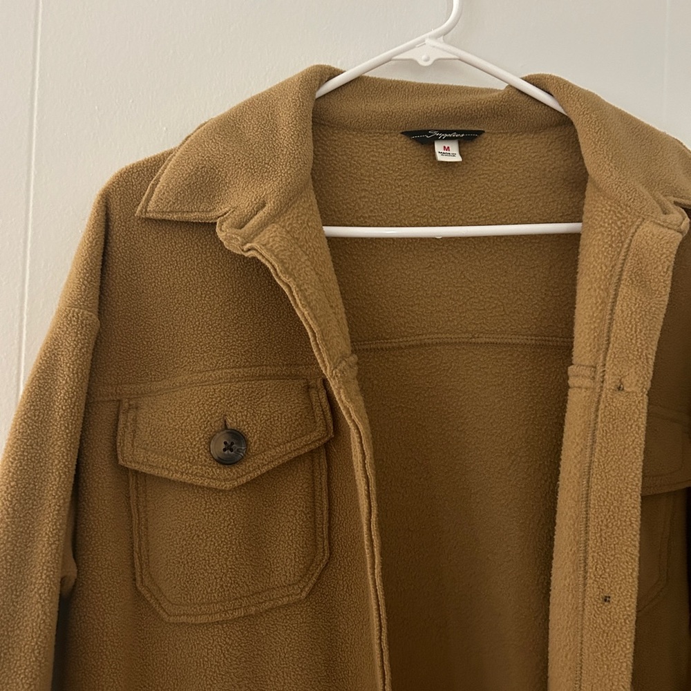 Camel Brown Soft Teddy Shacket Button Up Oversize… - image 3